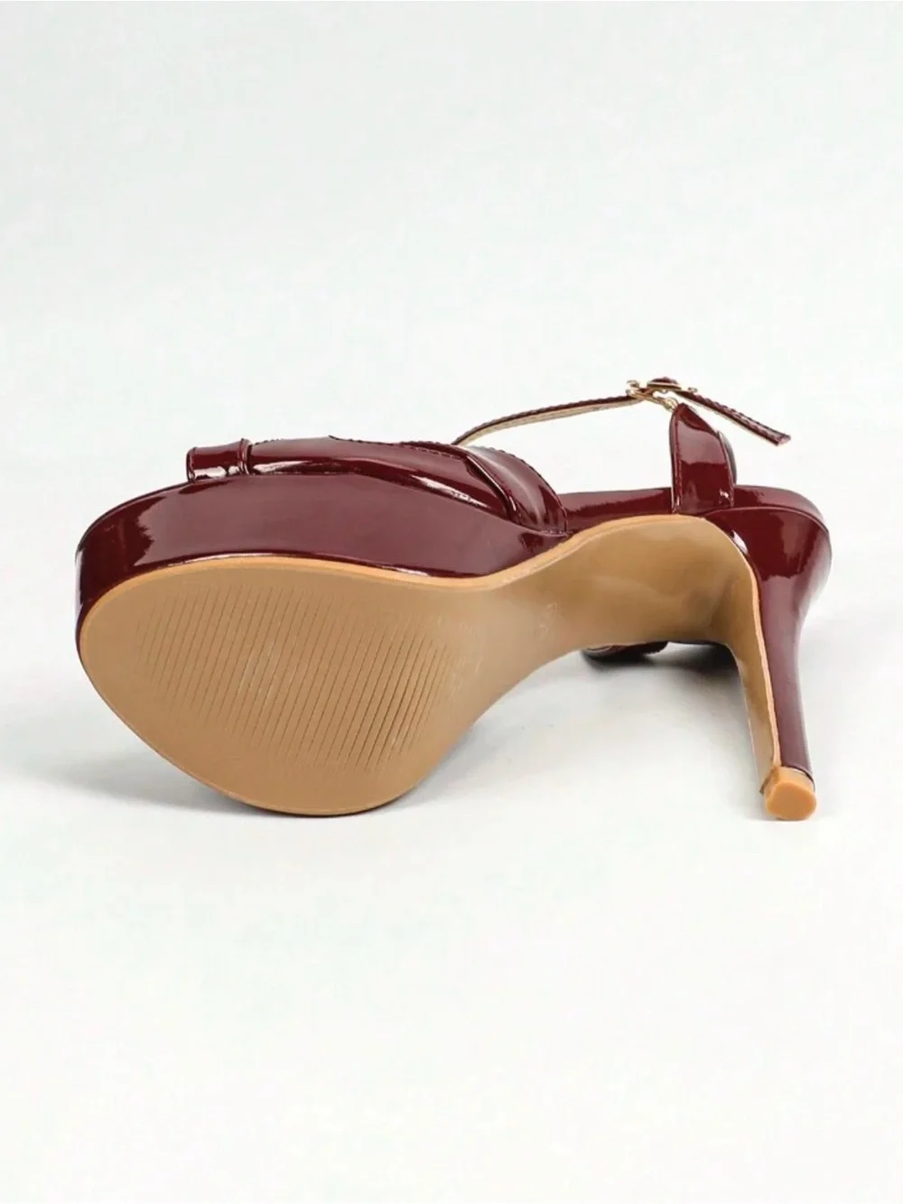 Women’s Burgundy Patent Platform High Heel Sandals